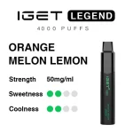 IGET Legend 4000 Puffs Orange Melon Lemon - Image 2